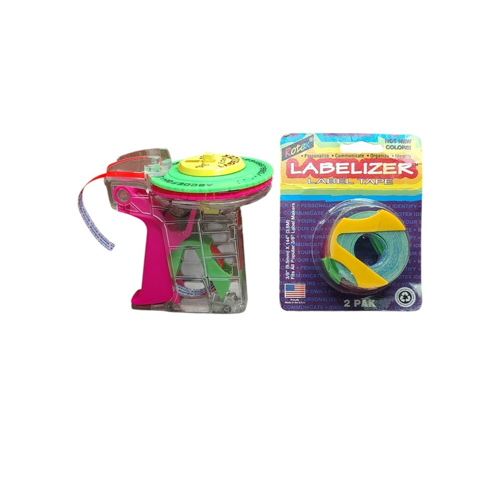 Vintage Rotex Labelizer Neon Label Maker See Through Clear with‎ Extra Tape